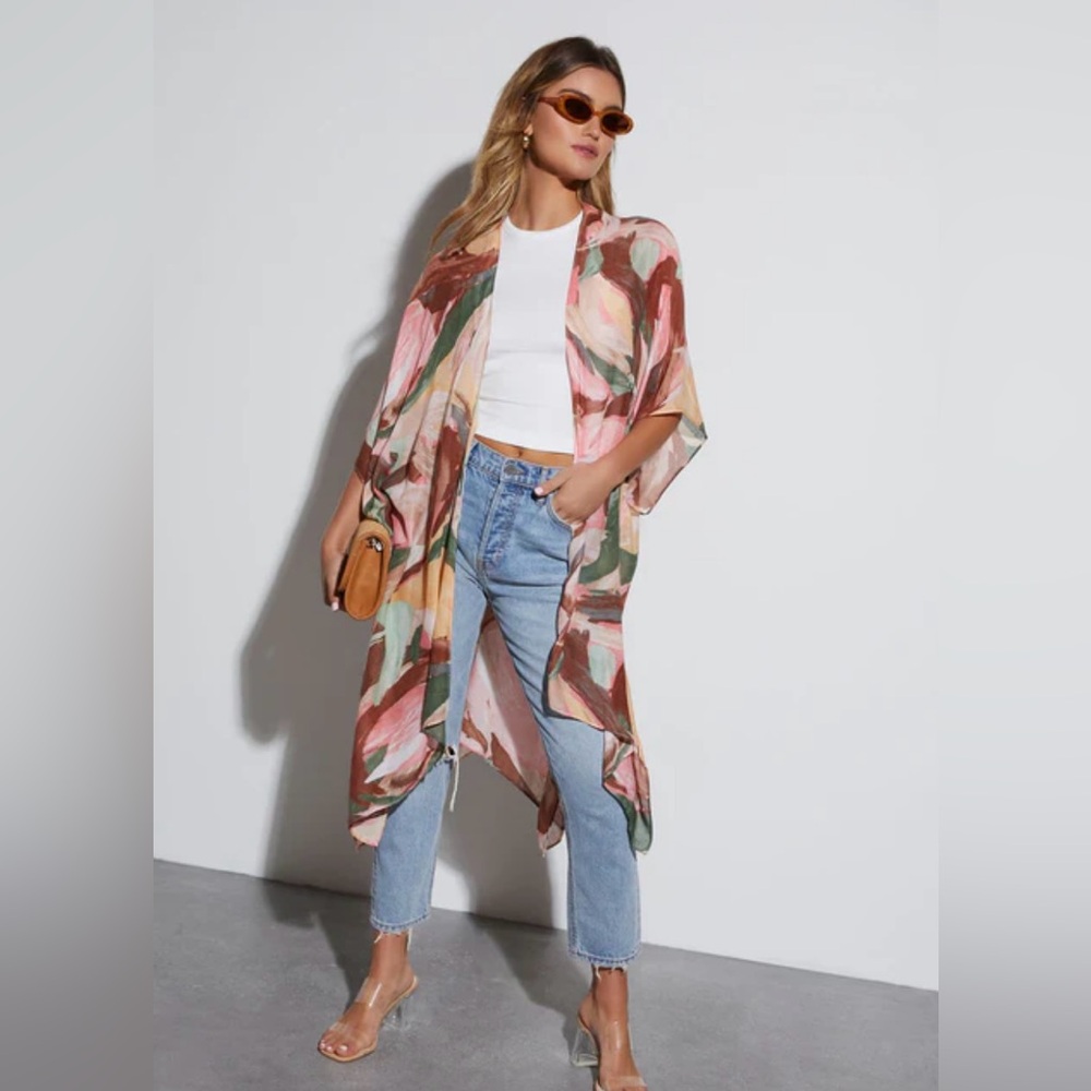 New Vici Del Rey Printed Open Front Kimono